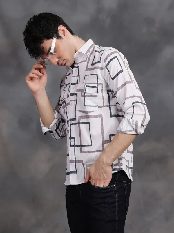 Blue_&_Brown_Cotton_Full_Sleeve_Matrix_Printed_Shirts_For_Men