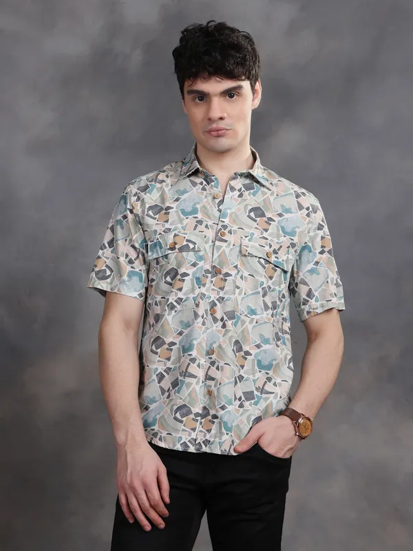 Blue_Cotton_Half_Sleeve_Stone_Cut_Pattern_Printed_Shirts_For_Men