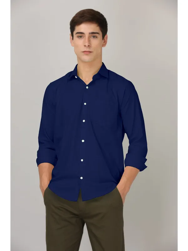 Navy_Blue_Cotton_Full_Sleeve_Classic_Formal_Plain_Shirts_For_Men