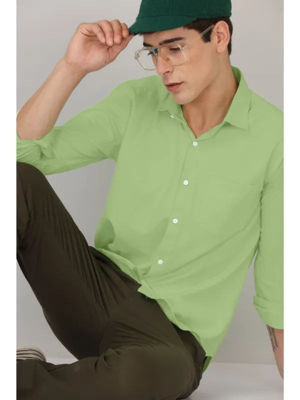 Pista_Green_Cotton_Full_Sleeve_Formal_Plain_Shirts_For_Men