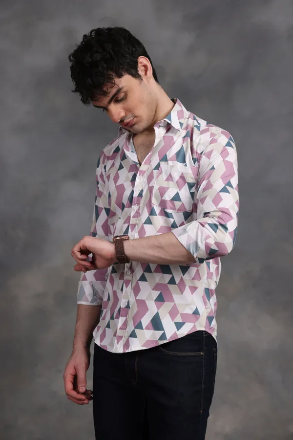 Pink_&_White_Triangle_Lycra_Print_Cotton_Shirt_For_Men