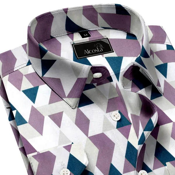 Pink_&_White_Triangle_Lycra_Print_Cotton_Shirt_For_Men