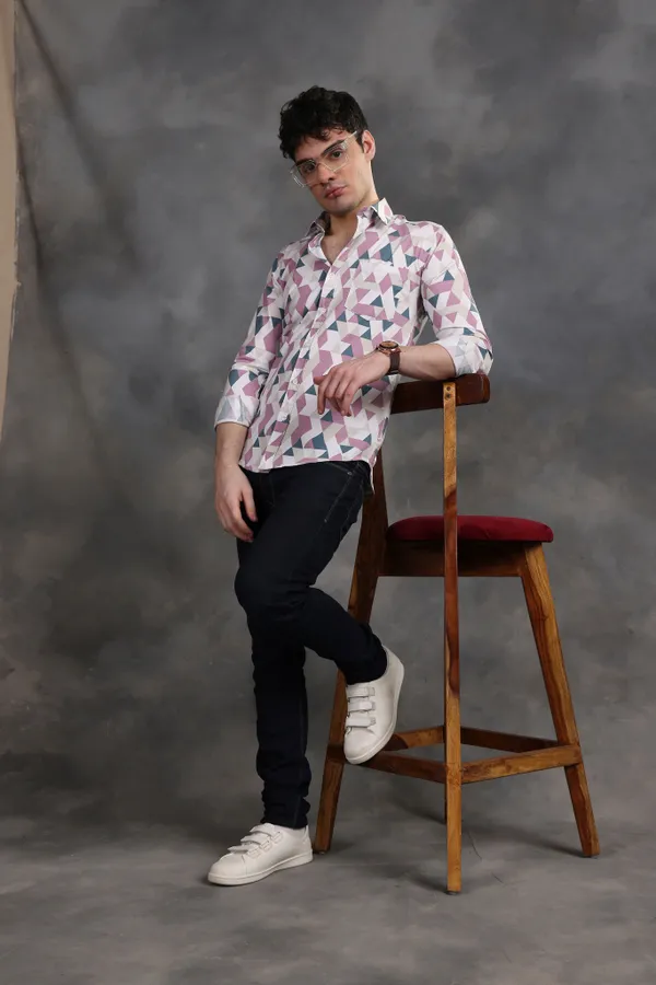 Pink_&_White_Triangle_Lycra_Print_Cotton_Shirt_For_Men