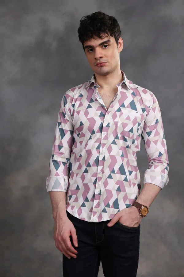 Pink_&_White_Triangle_Lycra_Print_Cotton_Shirt_For_Men
