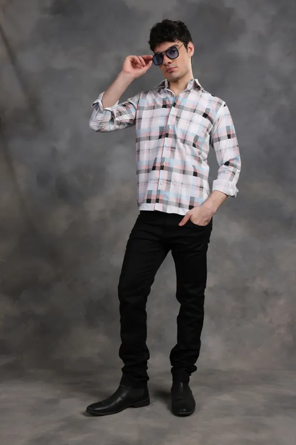 Multicolor_Plaid_Check_Cotton_Shirt_For_Men