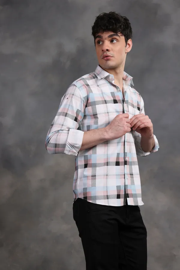 Multicolor_Plaid_Check_Cotton_Shirt_For_Men