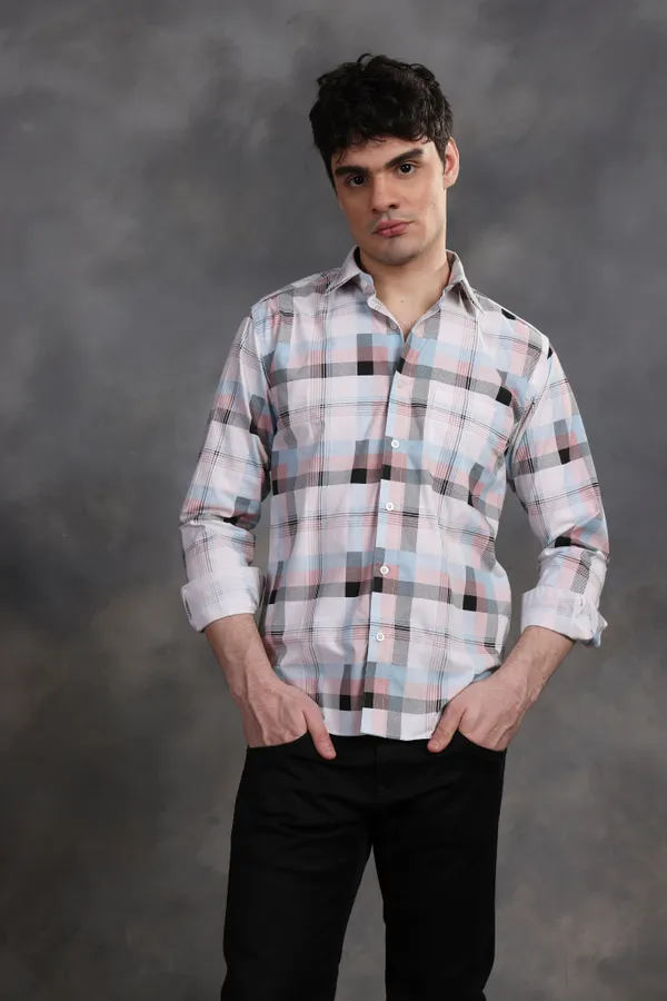 Multicolor_Plaid_Check_Cotton_Shirt_For_Men