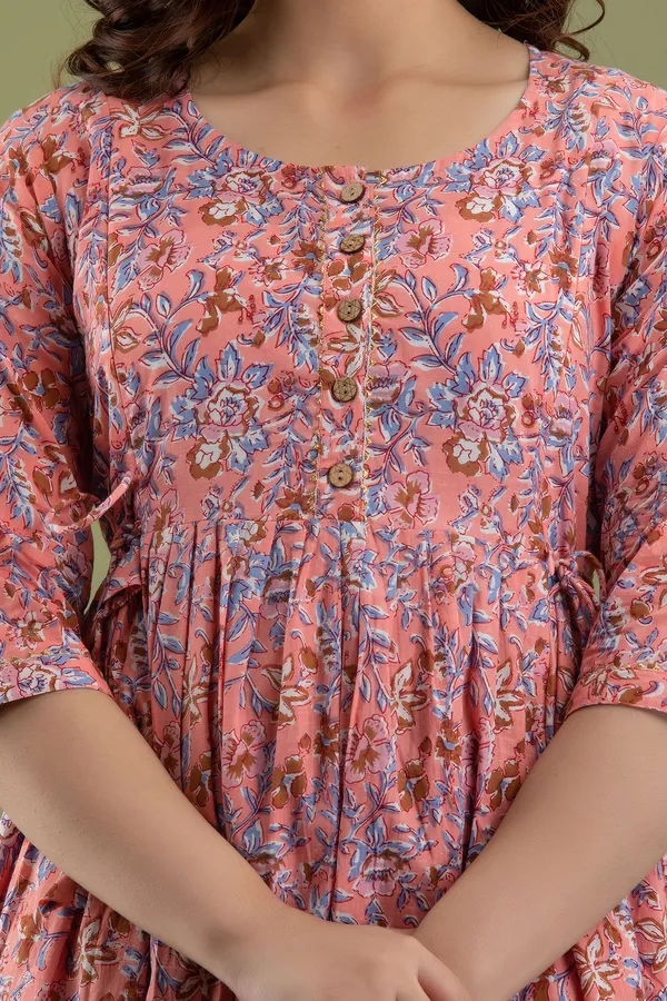 Multicolor_Maternity_and_Feeding_Gown_for_women_|_RAYON_Sanganeri_Print_Gown