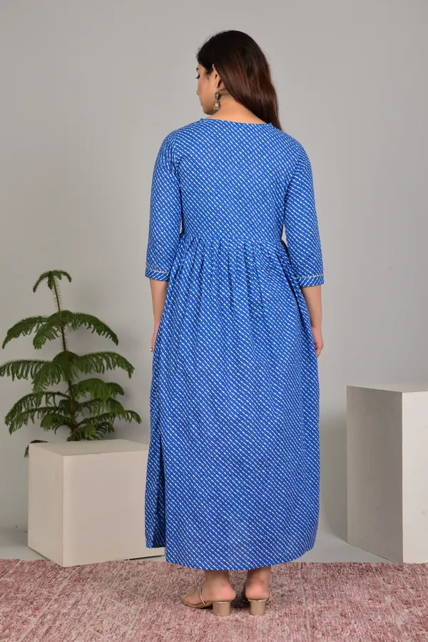Blue_Maternity_and_Feeding_Gown_for_women_|_Pure_Cotton_Sanganeri_Print_Gown