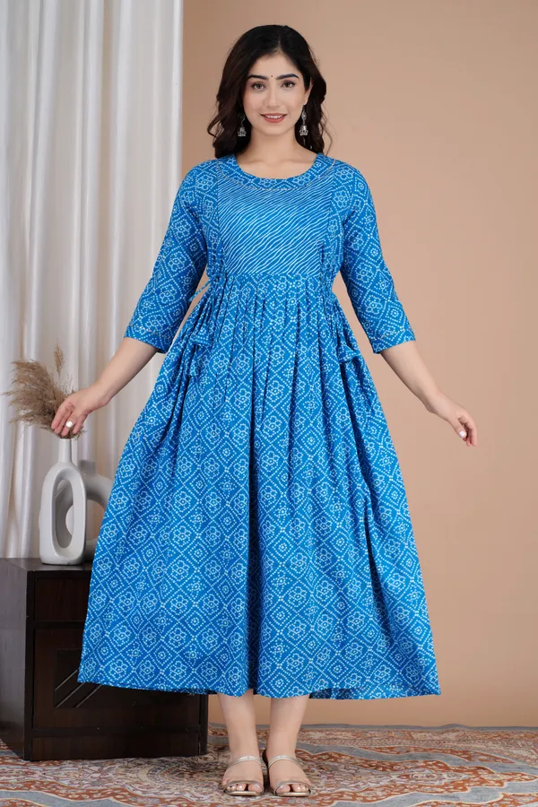 Blue_Maternity_and_Feeding_Gown_for_women_|_Pure_Cotton_Sanganeri_Print_Gown