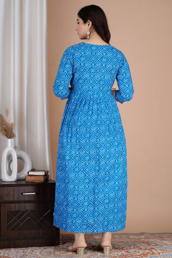Blue_Maternity_and_Feeding_Gown_for_women_|_Pure_Cotton_Sanganeri_Print_Gown