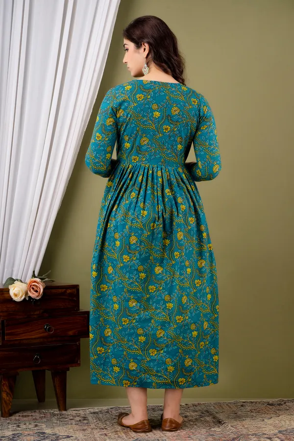 Blue_Maternity_and_Feeding_Gown_for_women_|_Pure_Cotton_Sanganeri_Print_Gown