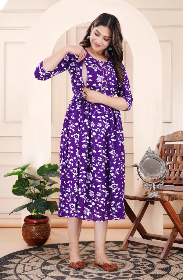 Blue_Maternity_and_Feeding_Gown_for_women_|_Rayon_Sanganeri_Print_Gown