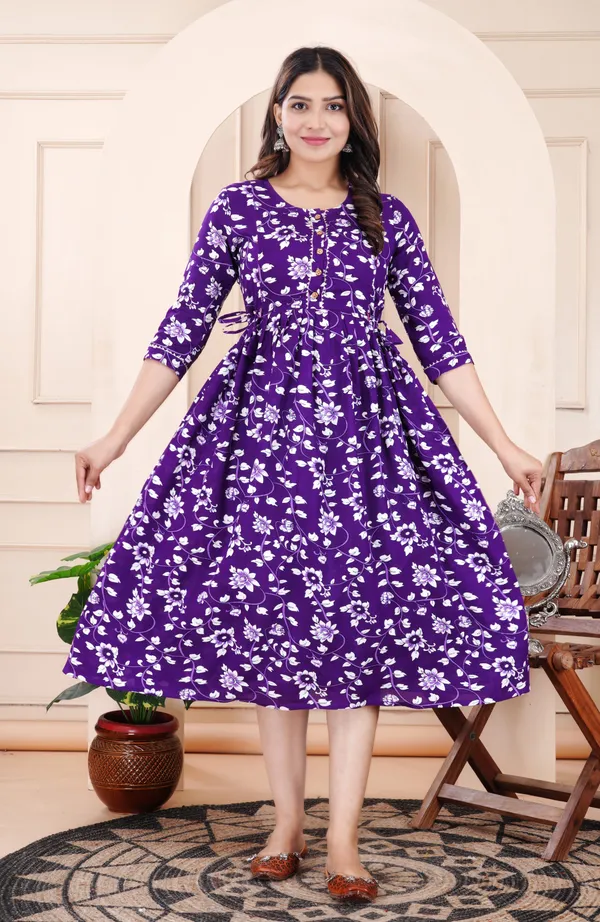 Blue_Maternity_and_Feeding_Gown_for_women_|_Rayon_Sanganeri_Print_Gown