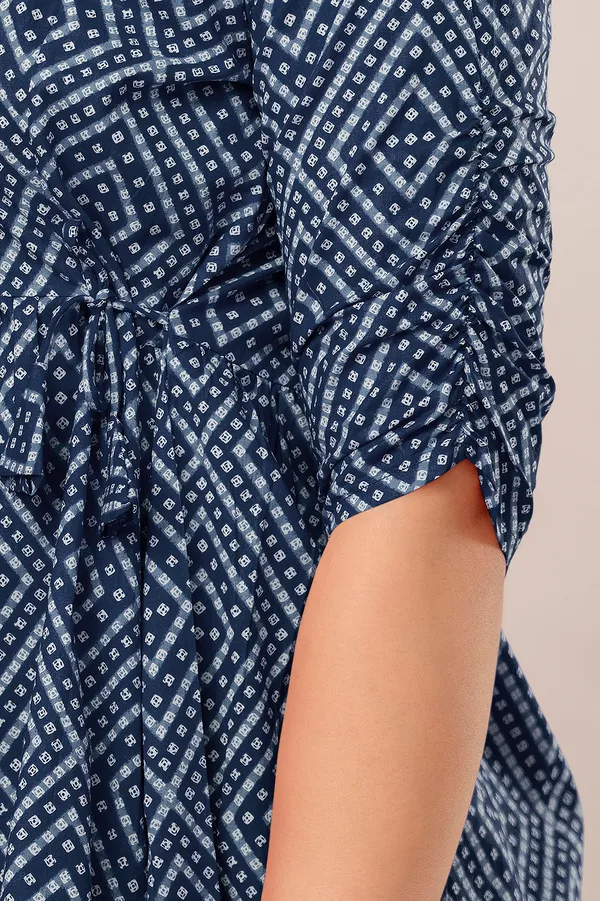 DARK_BLUE_Classic_Regular_Fit_Solid_Short_Top_For_Women