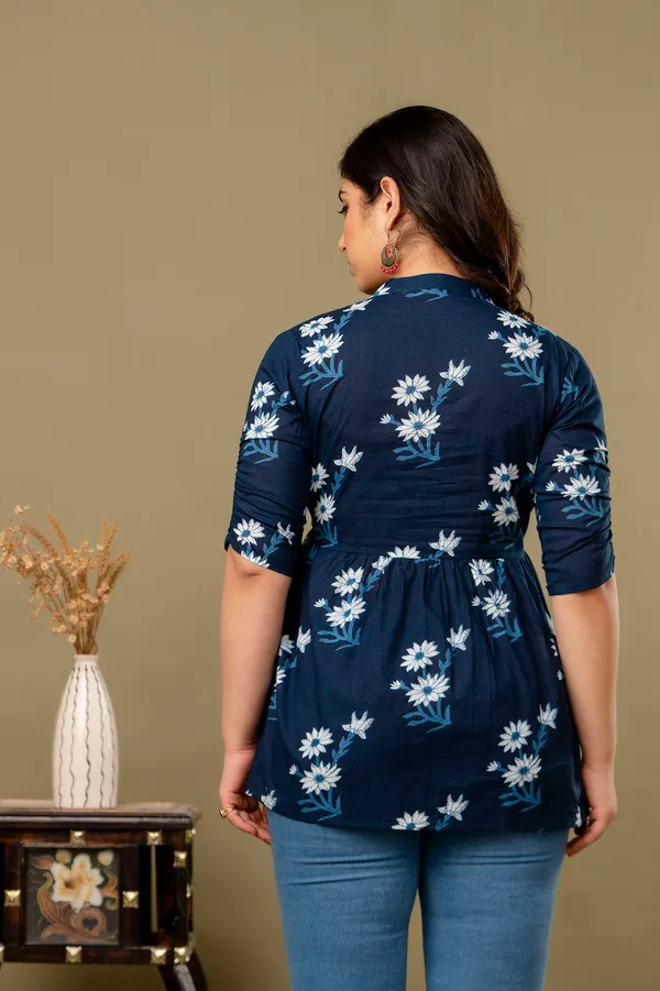 DARK_BLUE_Classic_Regular_Fit_Solid_Short_Top_For_Women_Classic_Regular_Fit_Solid_Short_Top_For_Women