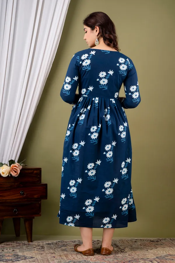 Multicolor_Maternity_and_Feeding_Gown_for_women_|_Pure_Cotton_Sanganeri_Print_Gown