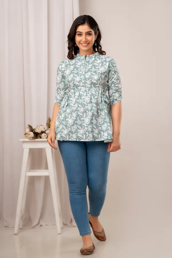 Light_BLUE_Classic_Regular_Fit_Solid_Short_Top_For_Women
