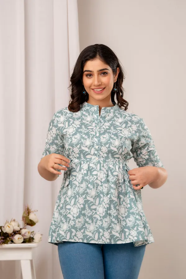 Light_BLUE_Classic_Regular_Fit_Solid_Short_Top_For_Women