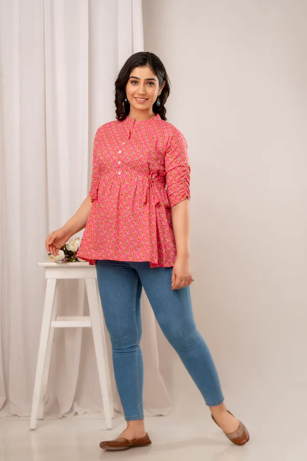 Light_Pink_Classic_Regular_Fit_Solid_Short_Top_For_Women
