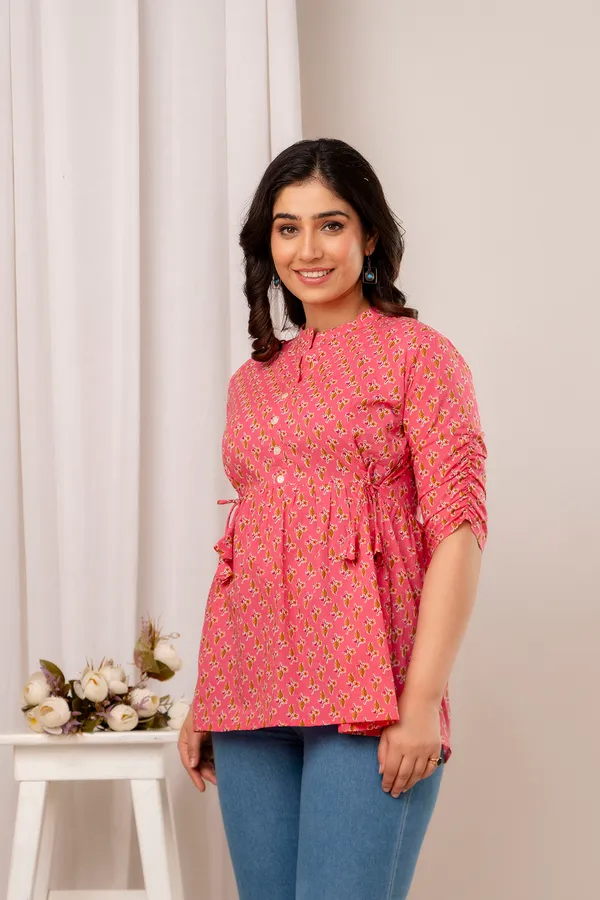Light_Pink_Classic_Regular_Fit_Solid_Short_Top_For_Women