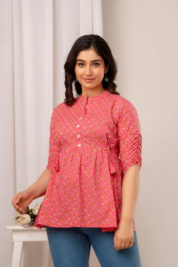 Light_Pink_Classic_Regular_Fit_Solid_Short_Top_For_Women