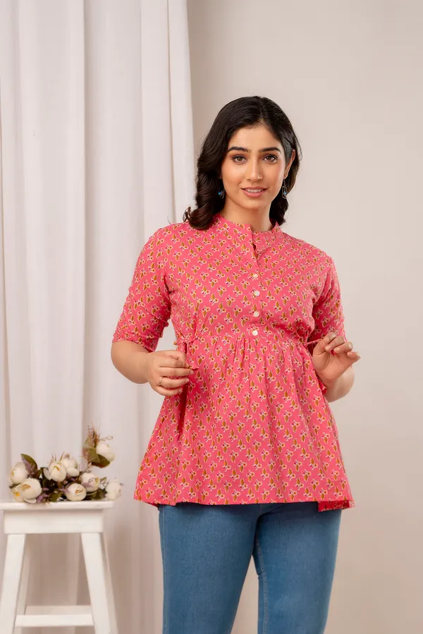 Light_Pink_Classic_Regular_Fit_Solid_Short_Top_For_Women