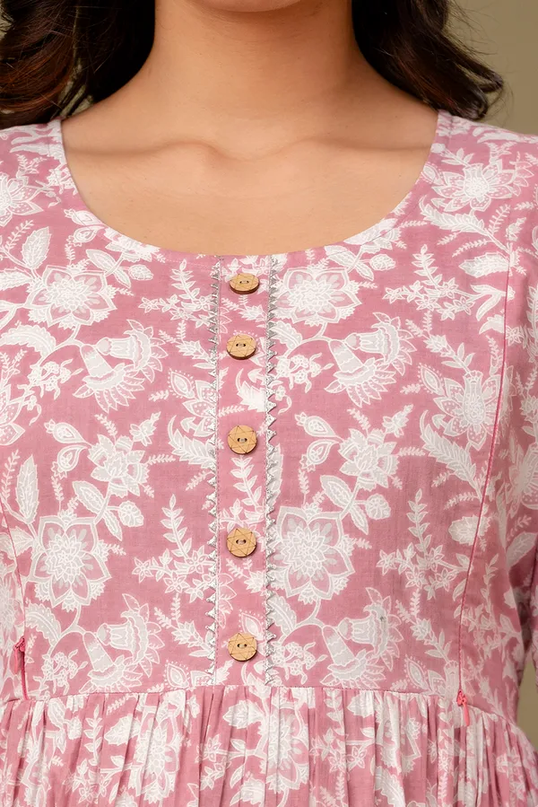 Light_Pink_Maternity_and_Feeding_Gown_for_women_|_Pure_Cotton_Sanganeri_Print_Gown