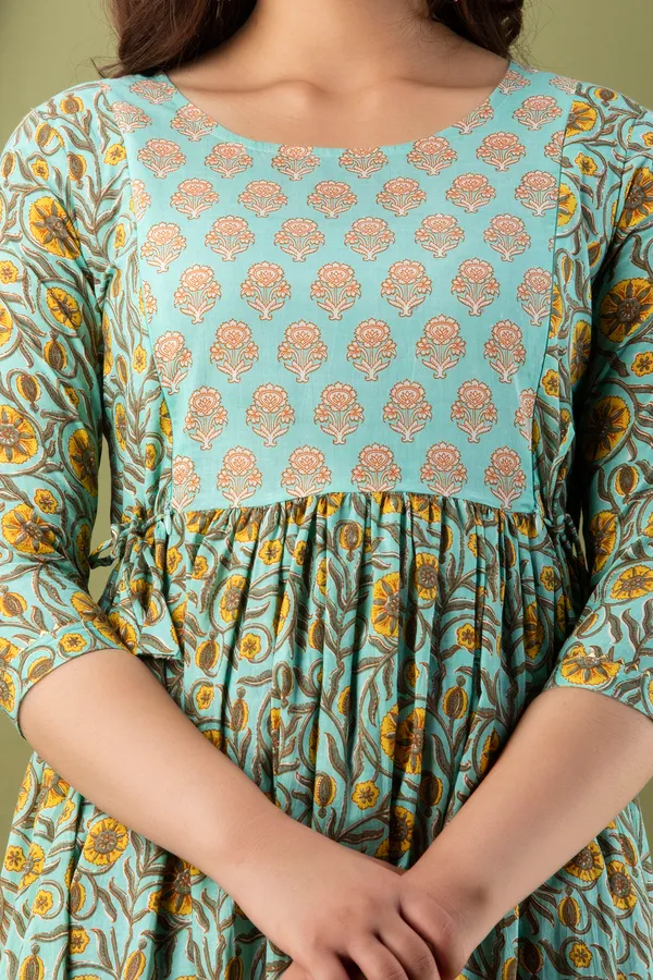 Multicolor_Maternity_and_Feeding_Gown_for_women_|_Pure_Cotton_Sanganeri_Print_Gown