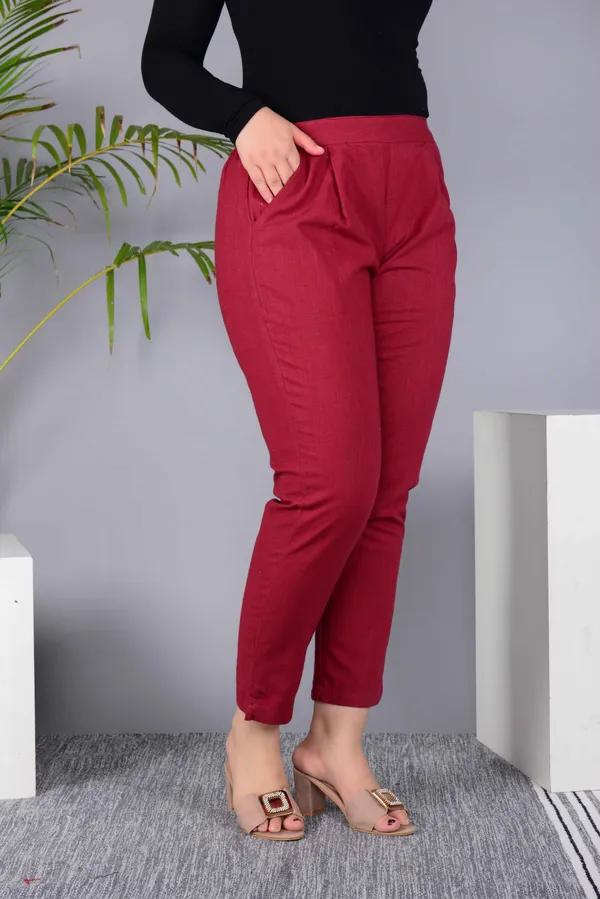 Maroon_Cotton_Classic_Regular_Fit_Solid_Pant_For_Girl