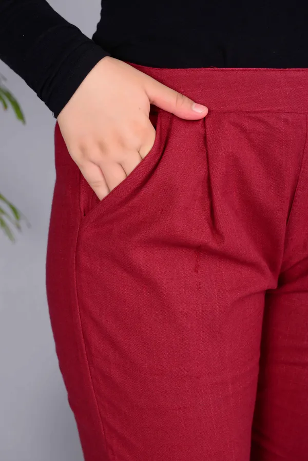 Maroon_Cotton_Classic_Regular_Fit_Solid_Pant_For_Girl