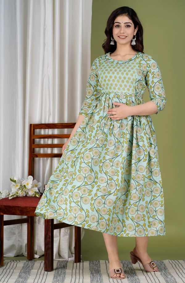 Maternity_and_Feeding_Gown_for_women_|_Pure_Cotton_Sanganeri_Print_Gown