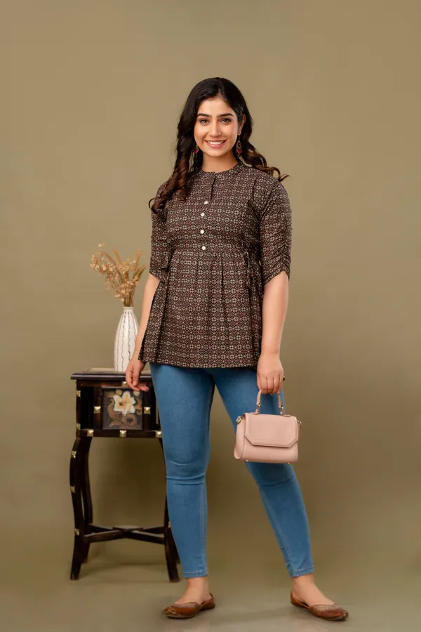 BLACK_Classic_Regular_Fit_Solid_Short_Top_For_Women