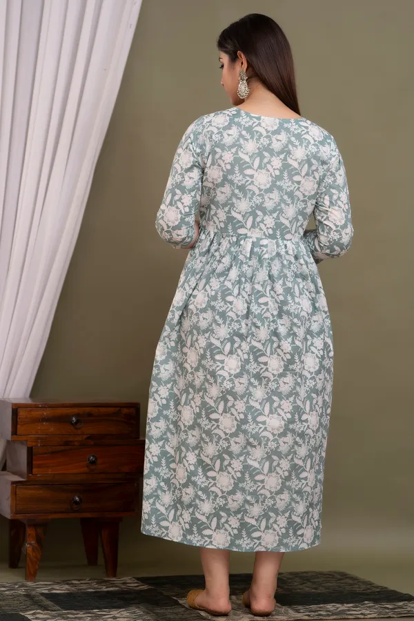 Multicolor_Maternity_and_Feeding_Gown_for_women_|_Pure_Cotton_Sanganeri_Print_Gown