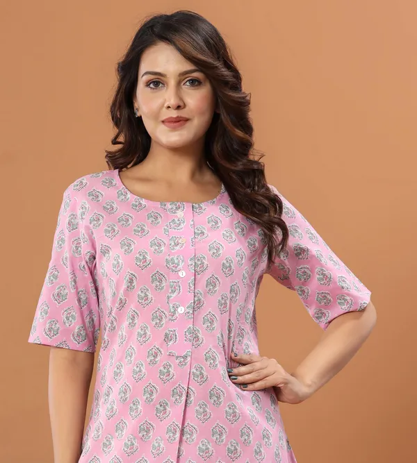 Pink_Classic_Regular_Fit_Solid_Kurti_Top_For_Girl