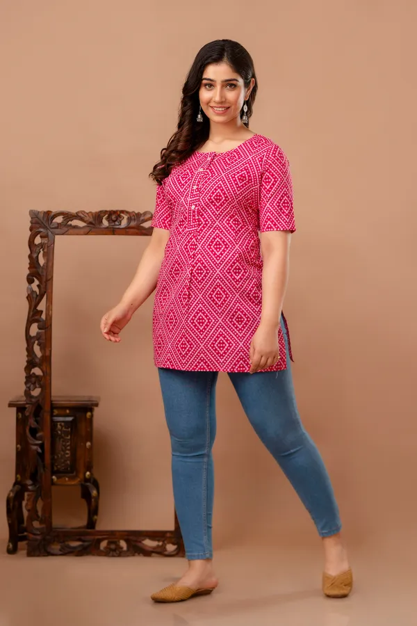 Pink_Classic_Regular_Fit_Solid_Kurti_Top_For_Girl