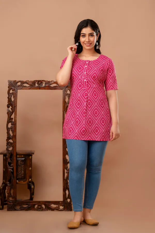 Pink_Classic_Regular_Fit_Solid_Kurti_Top_For_Girl