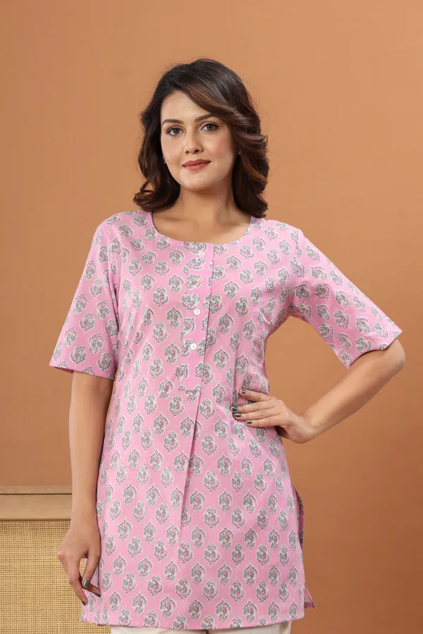 Pink_Classic_Regular_Fit_Solid_Kurti_Top_For_Girl