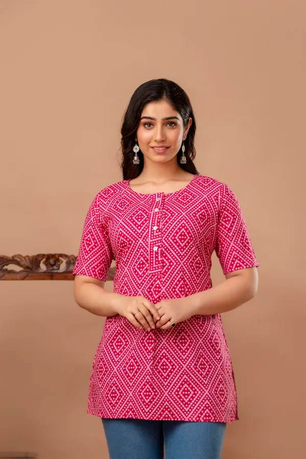 Pink_Classic_Regular_Fit_Solid_Kurti_Top_For_Girl