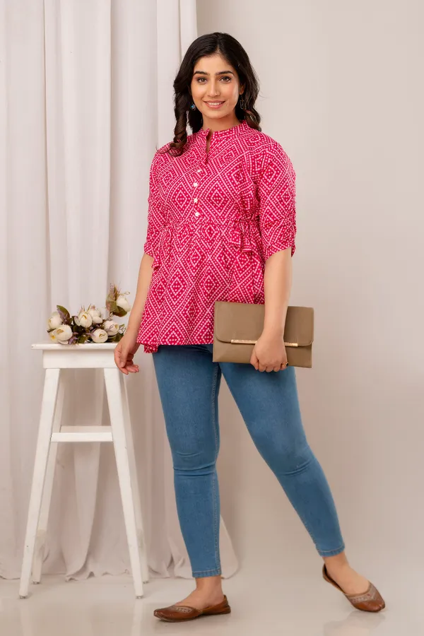 Pink_Classic_Regular_Fit_Solid_Short_Top_For_Women