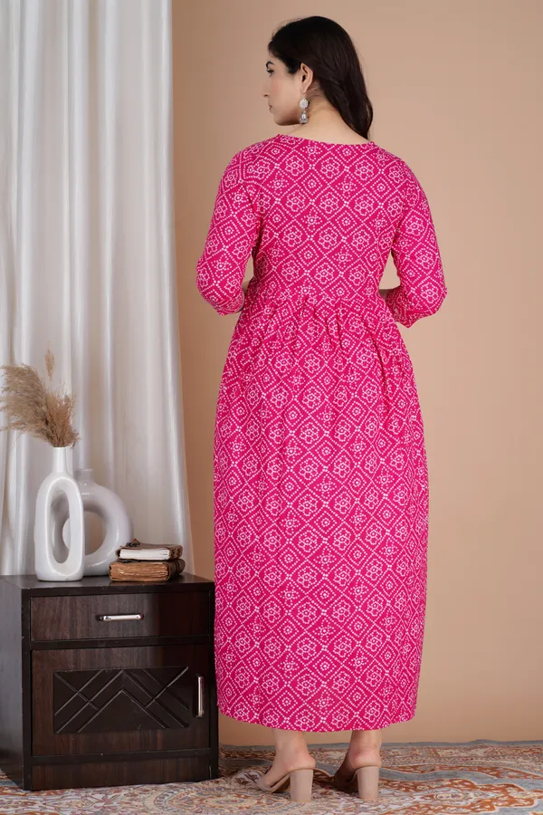 Pink_Maternity_and_Feeding_Gown_for_women_|_Pure_Cotton_Sanganeri_Print_Gown