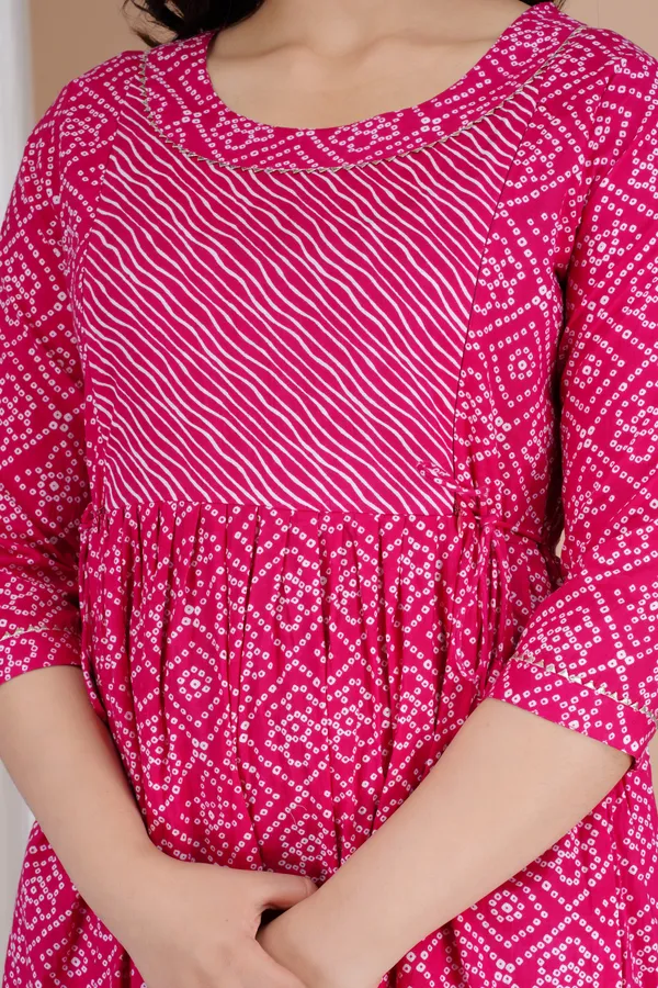 Pink_Maternity_and_Feeding_Gown_for_women_|_Pure_Cotton_Sanganeri_Print_Gown