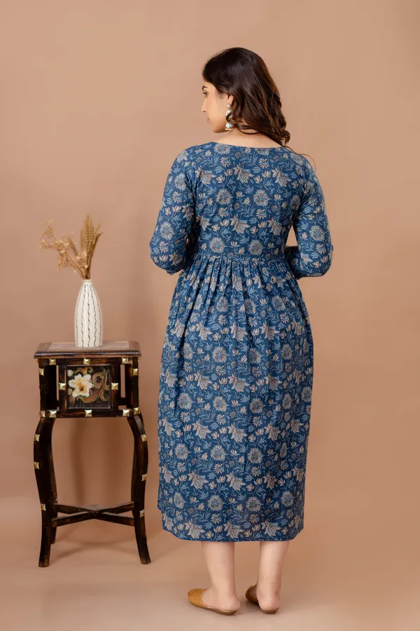 Pink_Maternity_and_Feeding_Gown_for_women_|_Pure_Cotton_Sanganeri_Print_Gown