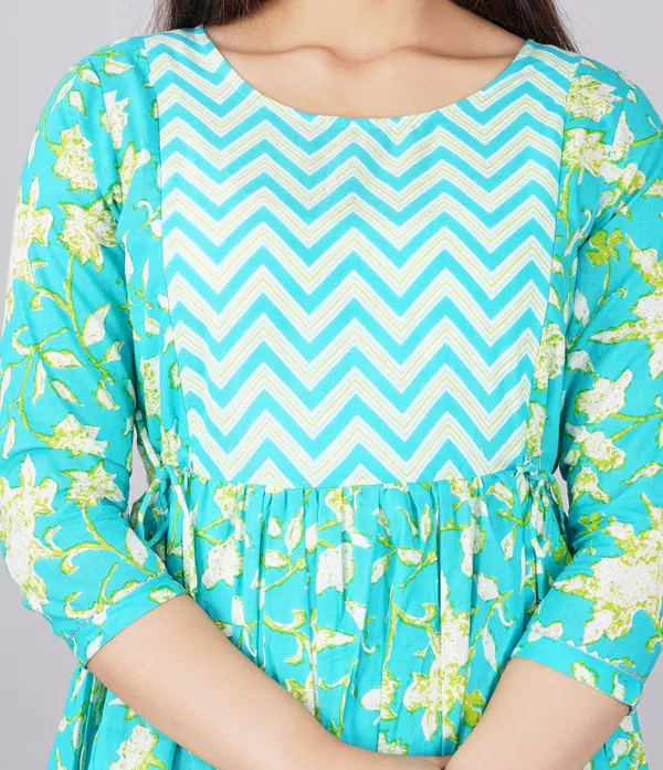 Sky_Blue_Maternity_and_Feeding_Gown_for_women_|_Pure_Cotton_Sanganeri_Print_Gown