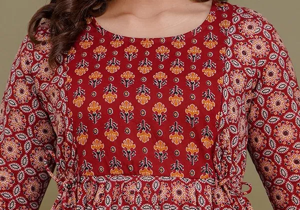 Maroon_Maternity_and_Feeding_Gown_for_women_|_Pure_Cotton_Sanganeri_Print_Gown