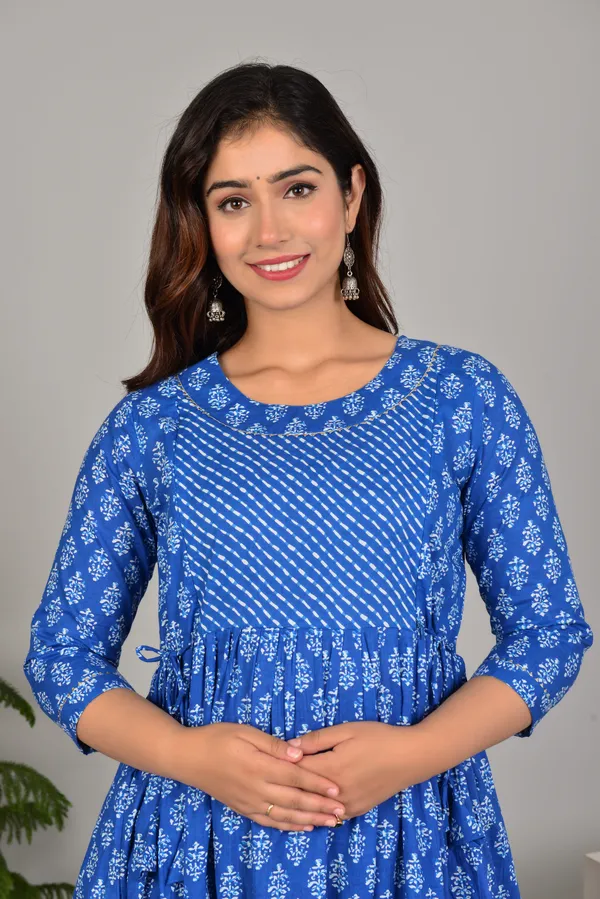 Blue_Maternity_and_Feeding_Gown_for_women_|_Pure_Cotton_Sanganeri_Print_Gown