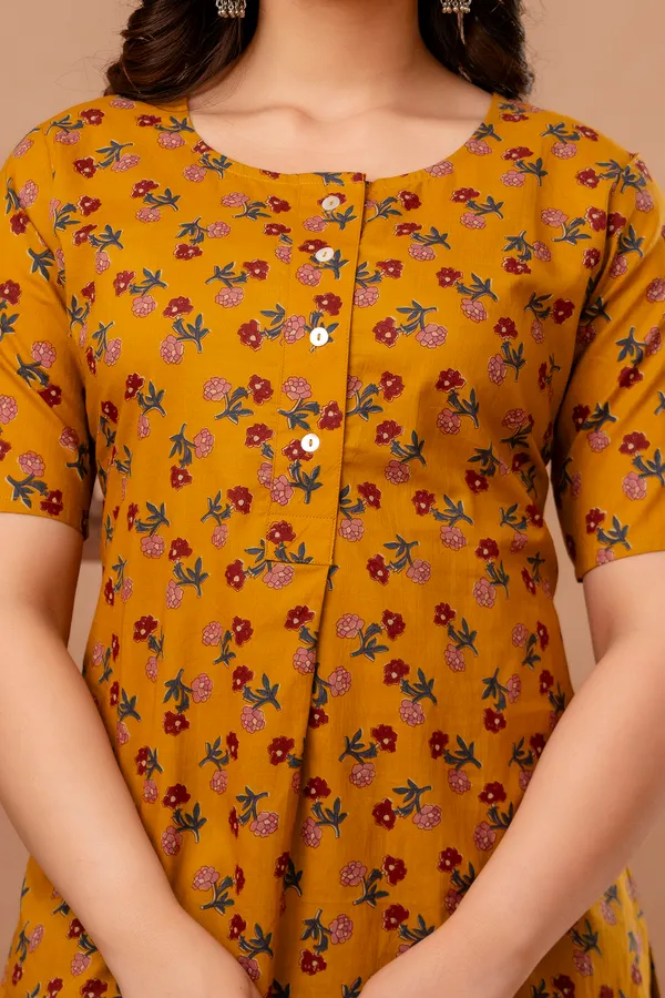 Yellow_Classic_Regular_Fit_Solid_Kurti_Top_For_Girl