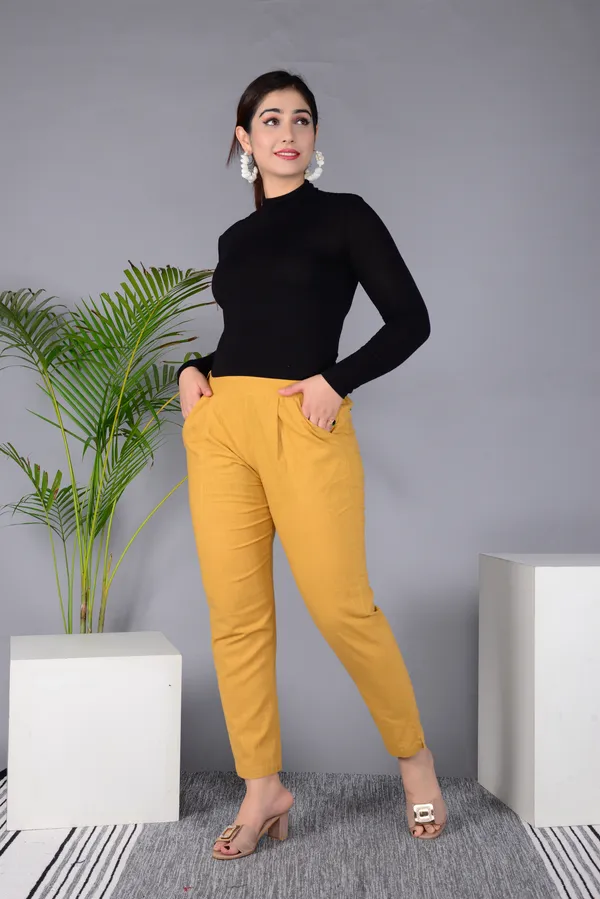 Yellow_Regular_Fit_Solid_Pant_for_Girls_|_Pure_Cotton_Classic_Comfort_Wear