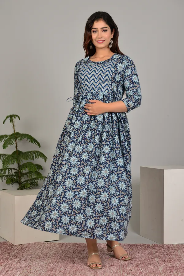 Maternity_and_Feeding_Gown_for_women_|_Pure_Cotton_Sanganeri_Print_Gown
