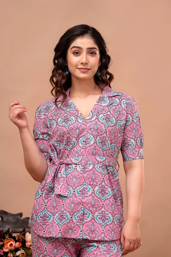 Pink_Printed_Regular_Fit_Solid_Cotton_Co-Ords_Set_For_Women